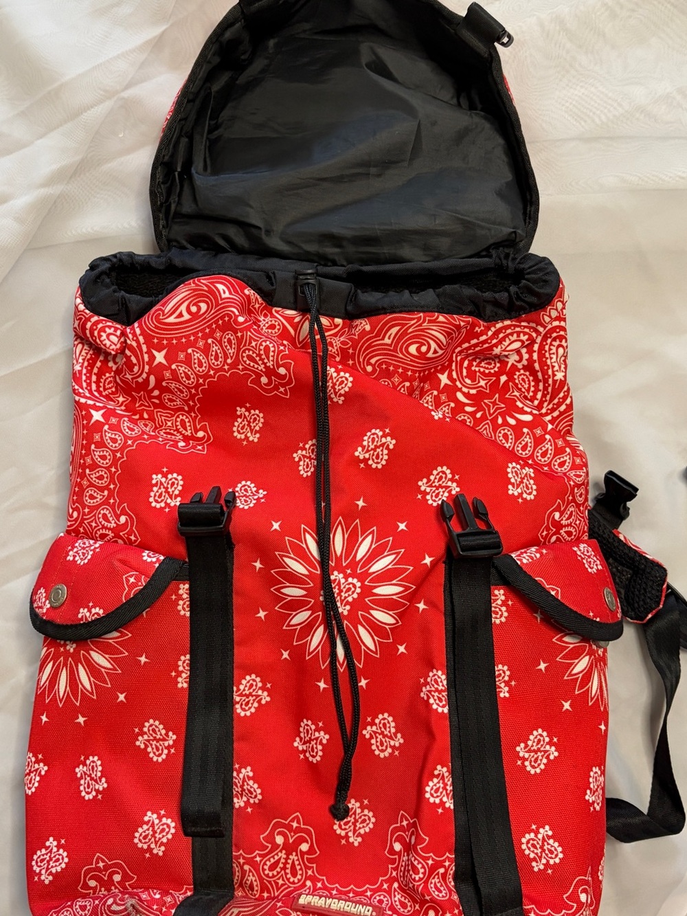 SPRAYGROUND Red Bandana Print Drawstring Backpack - Picture 4 of 16